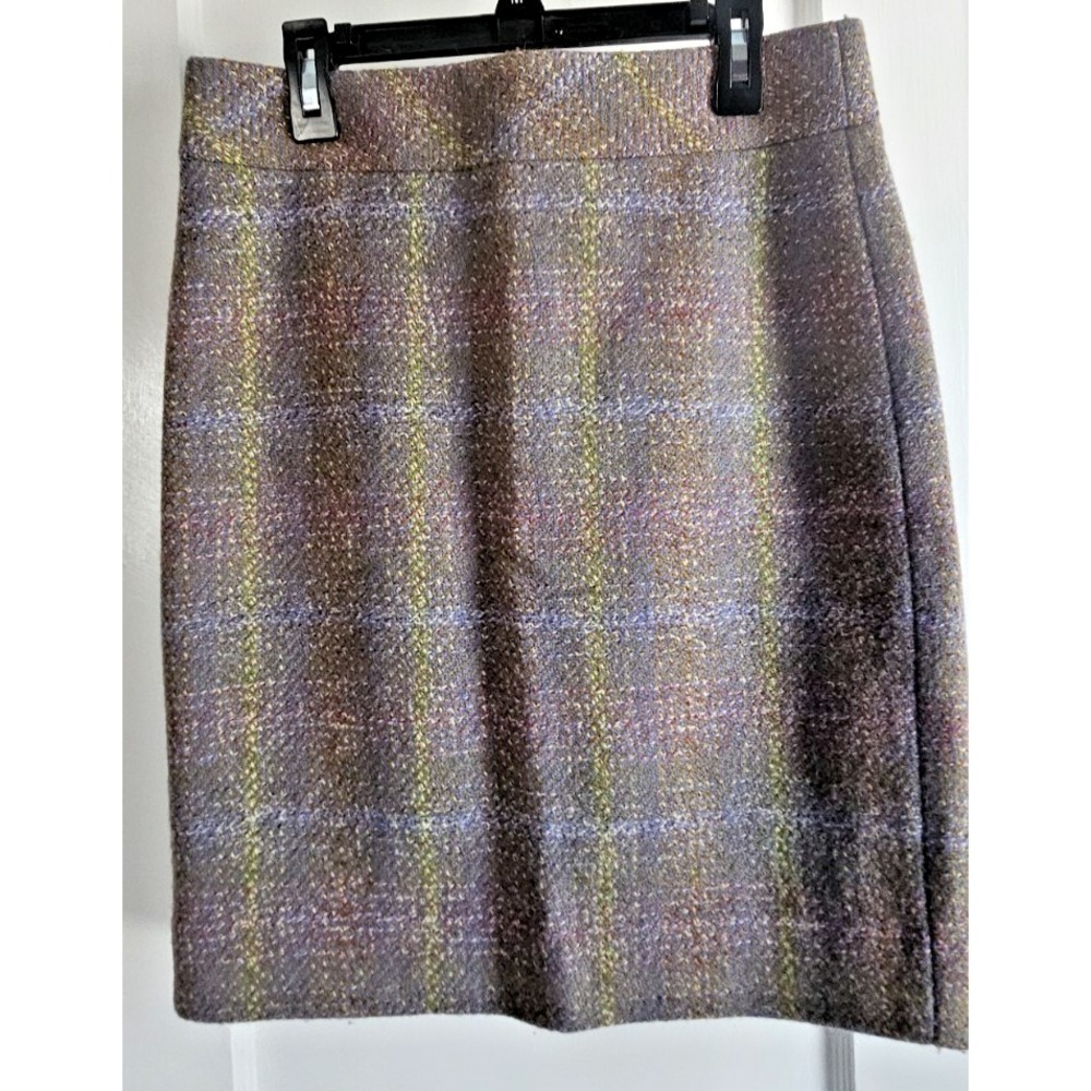 J.CREW 100% Wool lined pencil skirt mini woman Sz 2 back bottom slits back zip‎